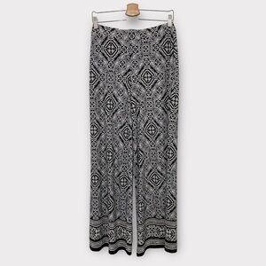 Cato Black & White Patterned Lounge Pull On Palazzo Pants Size XS